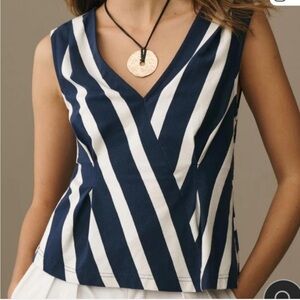 Anthropologie Navy and White Striped Tank Top